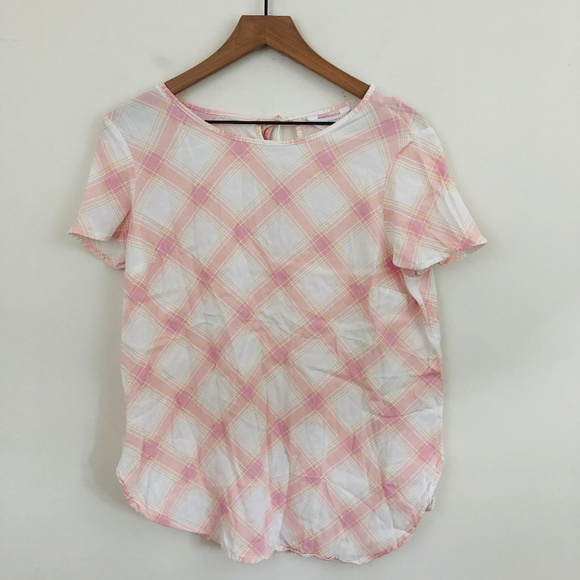 LC Lauren Conrad Tops - Lauren Conrad Pink Plaid Short Sleeve Shirt LC Lauren Conrad Tops - Lauren Conrad Pink Plaid Short Sleeve Shirt